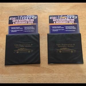 Two- Auto Car Truck Registration Insurance Document Holder Black